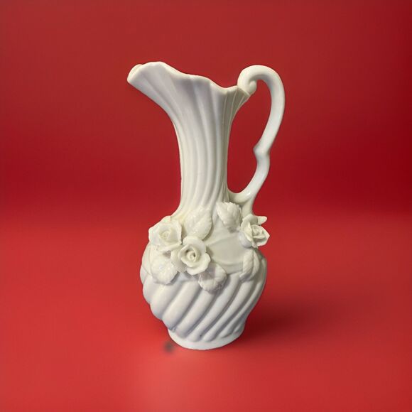 Lenwile China Ardalt Japan - Pitcher Vase With 3D Floral Design on Front / Top - Picture 4 of 16